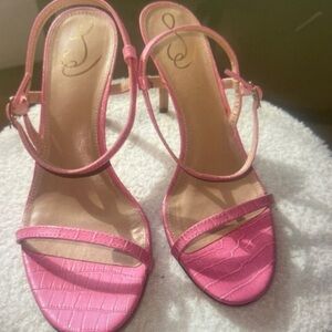 Sam Edelman Fuchsia Croc-Patterned Heels